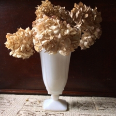 Vintage Milk Glass Vase with Dried Flowers