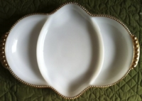 Vintage Milk Glass Relish Dish