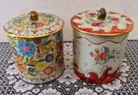 Pair of Vintage Floral Tins