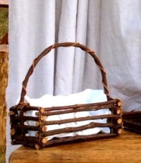 Vintage Twig Basket with Vintage Napkins