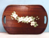 Vintage Dogwood Wooden Tray