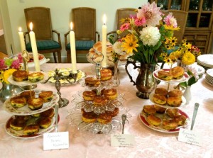 Baby Shower Buffet withVintage  Tiered Stands