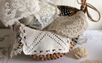 Basket of Vintage Doilies