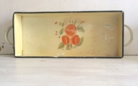 Vintage Yellow Floral Metal Handled Tray