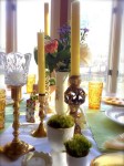 Vintage Peg Votives on Table