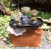 Vintage Picnic Basket with Tray