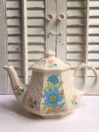 Vintage Teal Floral Teapot