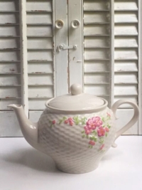 Vintage Embossed Pink Floral Teapot