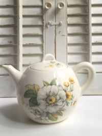 Vintage Yellow Floral Teapot