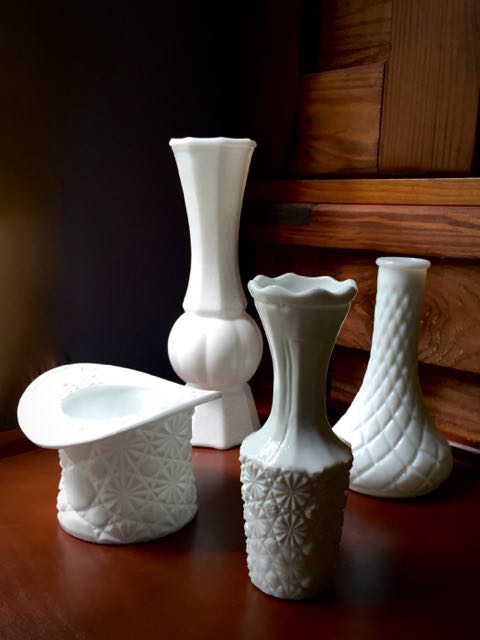 Assorted Vintage Milk Glass Vases