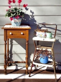 Vintage Small Table with Vintage Stool