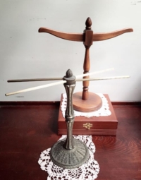 Two Vintage Tabletop Linen Stands