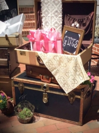 Vintage Runner Draped From Suitcase