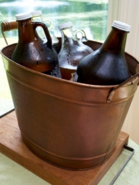 Vintage Brass Tub with Beer