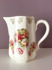 Vintage Flowered Ceramic Pitcher