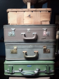 Vintage Green and Gray Suitcases