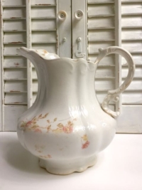 Vintage White Pink Floral Pitcher