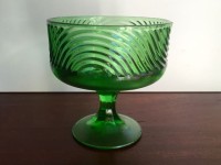 Vintage Art Deco Green Glass Compote