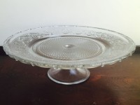 Vintage Beaded Glass Cake Stand