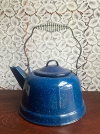 Vintage Blue Enameled Coffee Pot