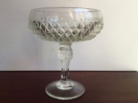 Vintage Diamond Point Glass Compote-3