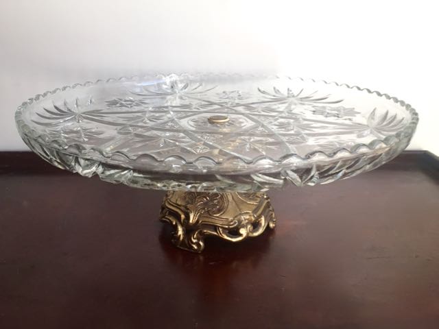 antique glass cake stand