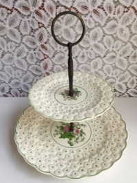 Vintage Green Polka Dotted Tiered Stand