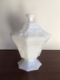 Vintage Milk Glass Candy Dish with Lid