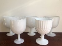 Vintage Large Vintage Milk Glass Goblets- 5