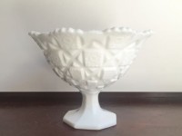 Vintage Quilted Milk Glass Compote