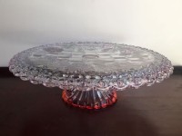 Vintage Pink Glass Cake Stand