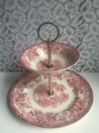 Vintage Red and White Tiered Stand