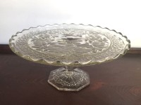 Small Vintage Scalloped Glass Cake Stand