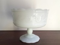 Vintage Scalloped Milk Glass Compote