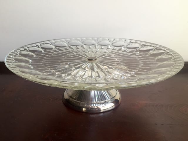 antique glass cake stand