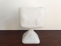 Vintage Small Square Milk Glass Compote