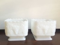 Vintage Square Milk Glass Compotes-2