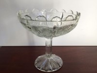 Vintage Thistle Scalloped Glass Compote