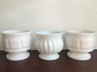 Three Vintage Milk Glass Compotes