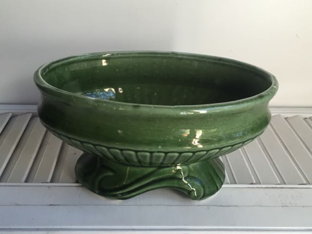 Large Dark Green Art Deco Planter Southern Vintage Table Large Dark Green Art Deco Planter