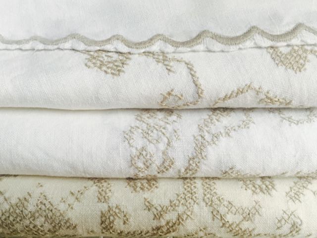 Cotton/Blend - Cream Embroidered Tablecloths (Top to Bottom)