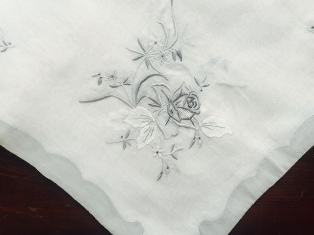 Cotton/Blend - Gray Embroidered Tablecloth