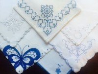 White with Blue Embroidery