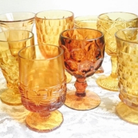 Vintage Amber Goblets