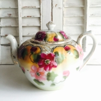 Vintage Pink and Floral Teapot