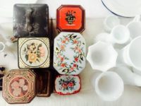 Vintage Tins and Milk Glass