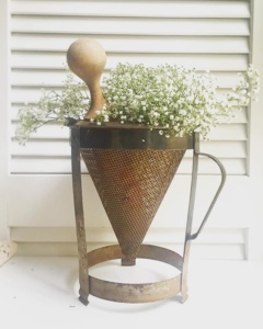 Vintage Kitchen Sieve with Flowers