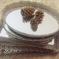 Vintage Mirrored Dresser Trays