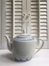 Vintage Blue and White Asian Teapot