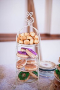 Donuts on Vintage White Metal Tiered Stand